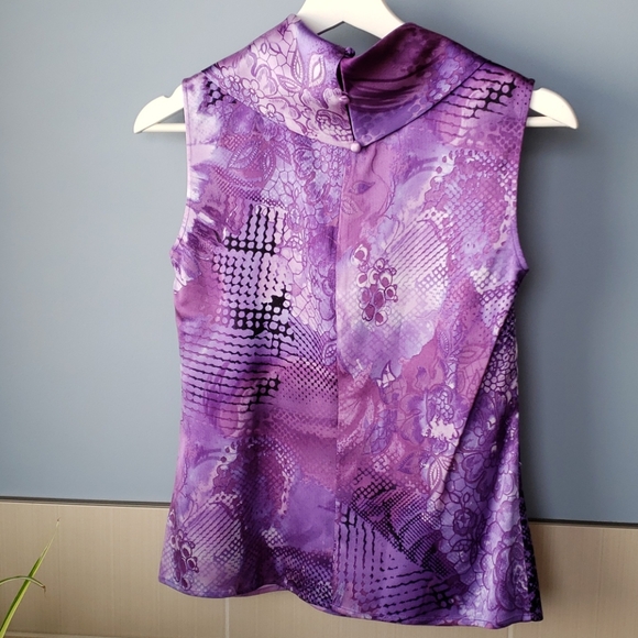 St.John couture purple sleeveless silk blouse - Picture 5 of 9